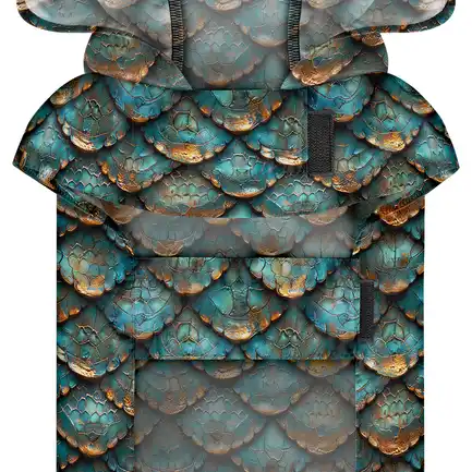 Дощовик-накидка з капюшоном для собак WAUDOG Clothes, малюнок "Луска", XL, А 55-61 см, B 68-80 см, С 42-52 см: додаткове фото 3