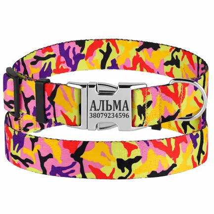 Нашийник для Собак BronzeDog Urban Camo Нейлоновий з Металевою Пряжкою Помаранчевий XL