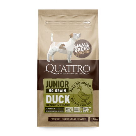 Quattro Junior Duck Small Breed корм для цуценят дрібних порід від 2 до 12 місяців з качкою 1,5 кг