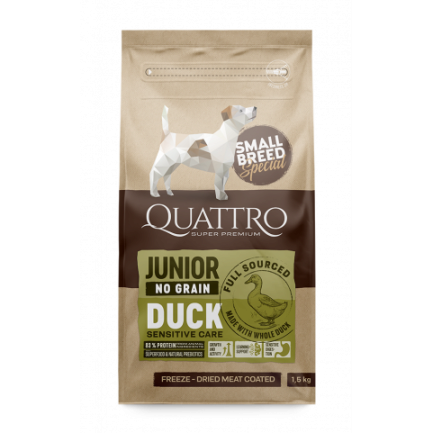 Quattro Junior Duck Small Breed корм для цуценят дрібних порід від 2 до 12 місяців з качкою 7 кг