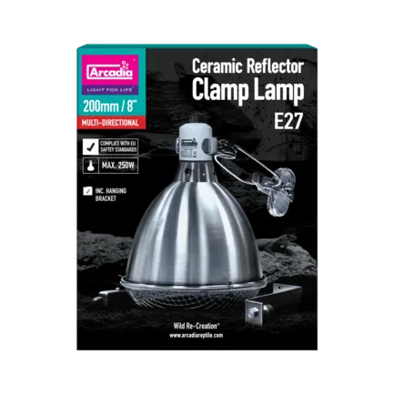 ARCADIA REFLECTOR CLAMP LAMP WITH CERAMIC HOLDER E27 20CM STAINLESS STEEL (R2100085) світильник для тераріума