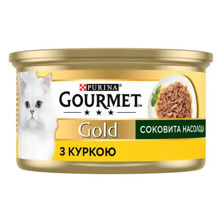 Вологий корм GOURMET Gold "Соковита насолода" для дорослих котів з куркою 85 г: додаткове фото 3