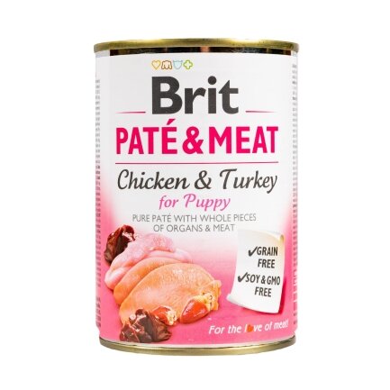 Вологий корм Brit Care Pate &amp; Meat для цуценят, з куркою та індичкою, 400 г