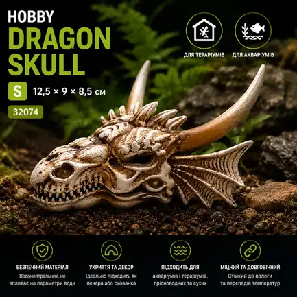 Декорація череп дракона Hobby Dragon Skull S 12,5×9×8,5 см для акваріума і тераріума (32074): додаткове фото 7