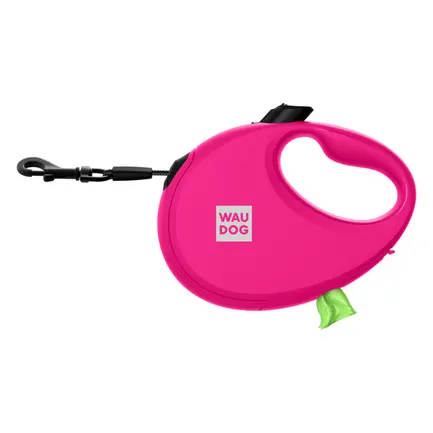 Повідець-рулетка для собак WAUDOG R-leash з контейнером для пакетів, світловідбивна стрічка, S, до 12 кг, 3 м, рожевий: додаткове фото 4