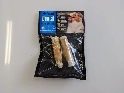 Ласощі AnimAll Dental трубочка рулетик з м'ясом курки, 9-10 см, для собак, 2 шт,