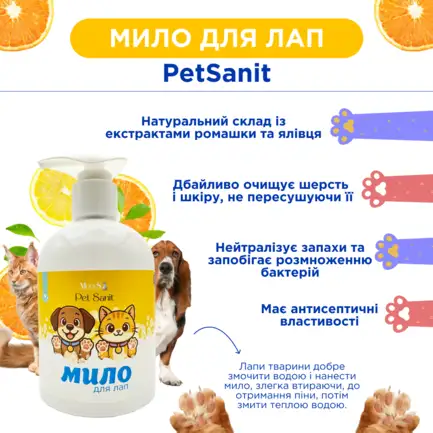 ПетСаніт (PetSanit) мило рідке антибактеріальне для лап 275мл, MODES: додаткове фото 3