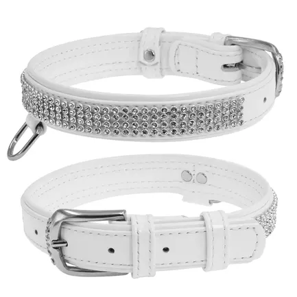 Нашийник "CoLLaR brilliance" з оздобленням "Полотно стрази" (ширина 20мм, довжина 30-39см) білий