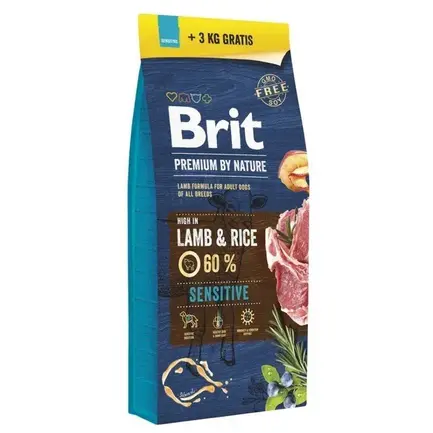 Сухий корм для собак Brit Premium з чутливим травленням ягня 15+3 кг