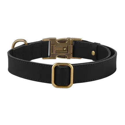 Нашийник для собак шкіряний BronzeDog Antiq чорний L: додаткове фото 2