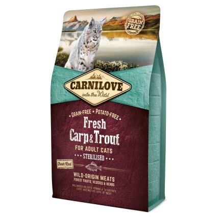 Сухий корм Carnilove Fresh Carp &amp; Trout для стерилізованих котів, риба, 2 кг