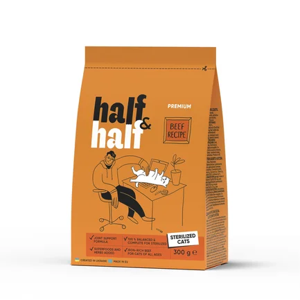 Сухий корм Half&Half для стерилізованих котів, з яловичиною, 300 г