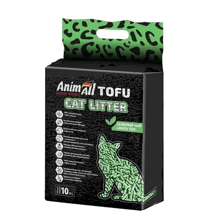 Соєвий наповнювач AnimAll Tofu Green Tea з ароматом зеленого чаю, для котів, 10 літрів (4,66 кг)