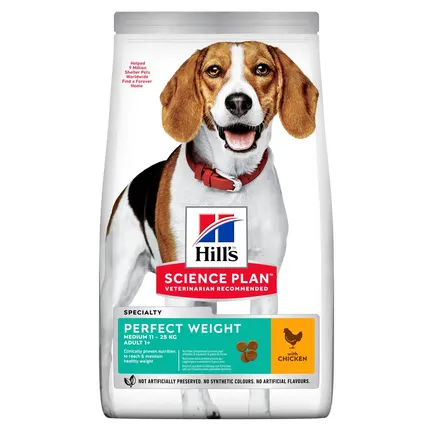 Hill’s Science Plan Adult Perfect Weight Medium Breed Сухий корм для підтримання ваги дорослих собак середніх порід, з куркою, 2кг