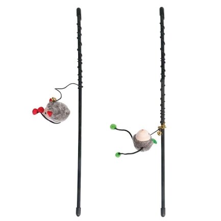 Flamingo Rod With Mouse ФЛАМІНГО вудка дражнилка з мишкою, іграшка для котів 47 см