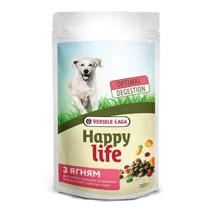 Happy Life Adult with Lamb ХЕППІ ЛАЙФ ЯГНЯ сухий преміум корм для собак середніх та великих порід 0,35 кг