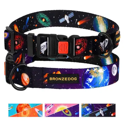 Нашийник для собак BronzeDog Urban Cosmos нейлоновий з пластиковою пряжкою Чорний L: додаткове фото 4