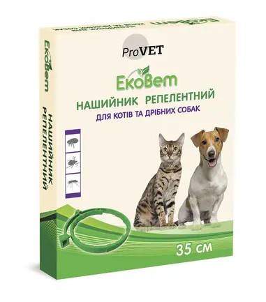 Нашийник від бліх та кліщів ProVET «ЕкоВет» для котів і малих собак 35 см (репелентний): додаткове фото 3