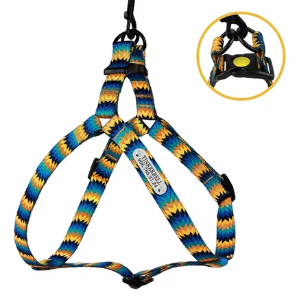 Шлея для Собак BronzeDog Urban Зигзаг Нейлонова Жовто-Синя L: додаткове фото 3