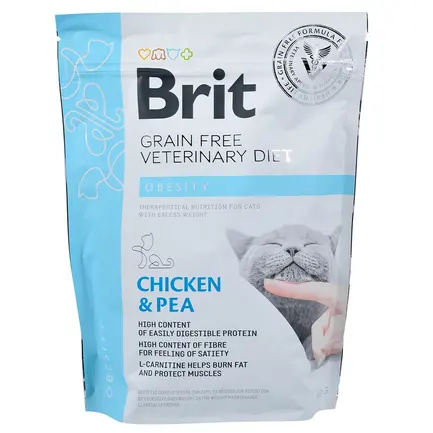 Сухий корм Brit GF VetDiet Cat Obesity для котів, при зайвій вазі та ожирінні, з куркою та горохом, 400 г: додаткове фото 3