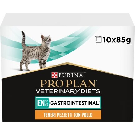 Вологий дієтичний корм PRO PLAN VETERINARY DIETS EN Gastrointestinal для кошенят та дорослих котів  для зменшення розладів кишкової абсорбції та годівлі у період відновлення, одужання з куркою 10х85 г — Фото 5