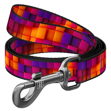 Повідець для собак нейлоновий WAUDOG Nylon, малюнок "Куби 3Д", M, Ш 20 мм, Дов 300 см