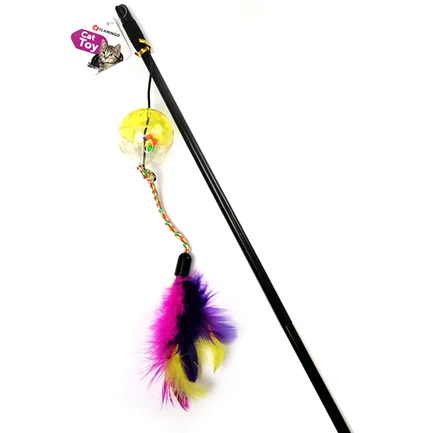 Flamingo Dangler Frizz Ball&Feathers ФЛАМІНГО іграшка для котів, вудка дражнилка з м’ячем та пір’ям длина 50 см