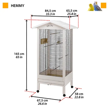 Ferplast HEMMY Вольєр для птахів, дерев'яний білий: додаткове фото 2