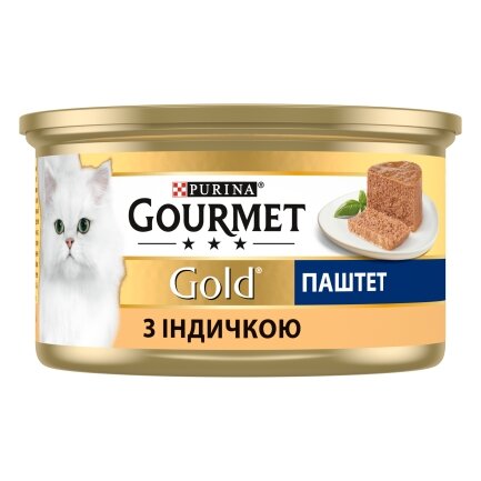 Вологий корм GOURMET Gold для дорослих котів паштет з індичкою 85 г — Фото 2