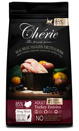 Cherie Dry Food Strong Muscle & Joint- Adult Turkey Entrees, Повнораціонний сухий корм для дорослих котів з індичкою. Підтримка здоров'я м'язів та суглобів. 2 кг