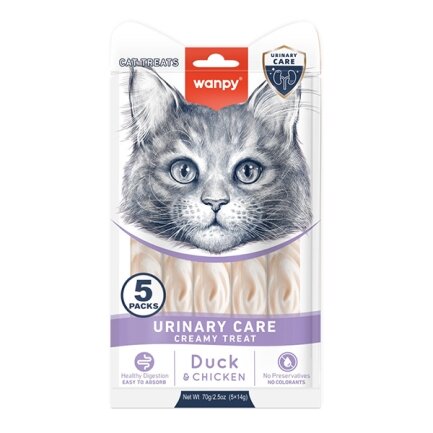 Wanpy Functional Creamy Lickable Treat Urinary Care ВАНПІ УРІНАРІ функціональні рідкі ласощі для котів із сечокам’яною хворобою 0,07 кг