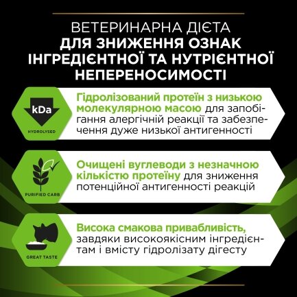 Сухий дієтичний корм PRO PLAN VETERINARY DIETS HA Hypoallergenic для дорослих котів для зниження ознак інгредієнтної та нутрієнтної непереносимості 325 г — Фото 5