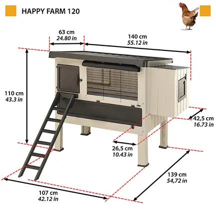 Ferplast CAGE HAPPY FARM 120 Будинок для курей, пластик+дерево: додаткове фото 2