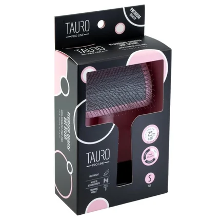 Tauro Pro Line Royal Щітка пластикова тонкі та м'які зубчики з нержавіючої сталі 25 мм, рожева, мала 15,5 x 10,2 x 6,2 см: додаткове фото 3