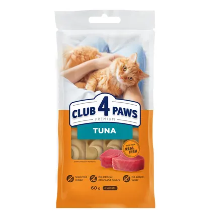 Club 4 Paws Кремові ласощі з тунцем для котів 4х0,015 кг