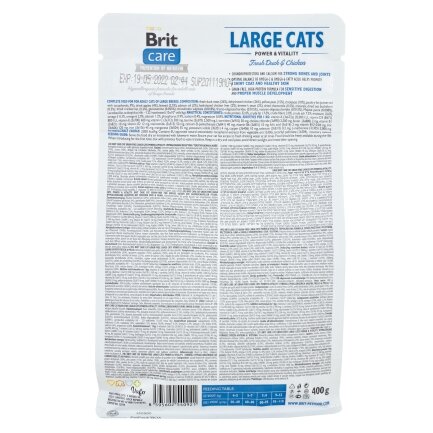 Сухий корм Brit Care Cat GF Large Power &amp; Vitality для котів великих порід, качка та курка, 400 г — Фото 2