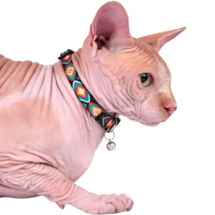 Нашийник для Котів BronzeDog Urban Нейлоновий з Пластиковою Пряжкою та Дзвіночком Ромби XS: додаткове фото 4