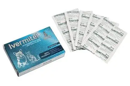Івермітел (Ivermitel) антигельмінтні таблетки для собак та котів зі смаком м’яса 1 таб., MODES