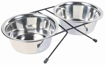 Миски Trixie для собак, на підставці, металеві, 14 см, 2х750 мл
