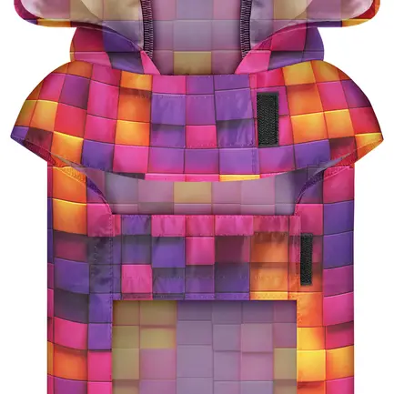 Дощовик-накидка з капюшоном для собак WAUDOG Clothes, малюнок "Куби 3Д",L, А 48-52 см, B 60-70 см, С 42-52 см: додаткове фото 4