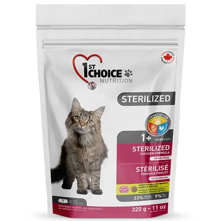 1st Choice Sterilized Chicken ФЕСТ ЧОЙС СТЕРІЛАЙЗИД КУРКА сухий суперпреміум корм для стерилізованих котів 0,32 кг
