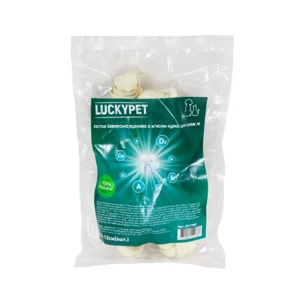 Кістка Баварська вузлова №2 M + м&#039;ясо курки, 10-12 см, 6шт/уп, Lucky Pet