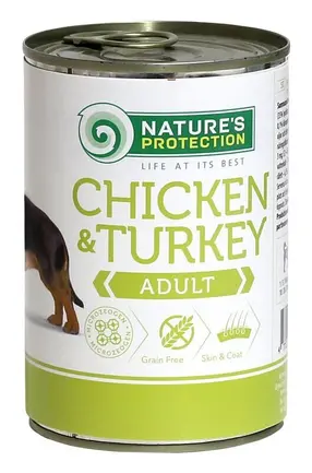 Вологий корм для дорослих собак всіх порід з куркою та індичкою Nature&#039;s Protection Adult Chicken&amp;Turkey 400г