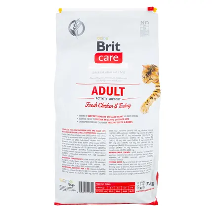 Сухий корм Brit Care Cat GF Adult Activity Support для котів, які живуть на вулиці, індичка та курка, 7 кг: додаткове фото 3