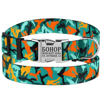Нашийник для Собак BronzeDog Urban Camo Нейлоновий з Металевою Пряжкою Зелений L