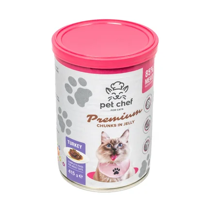 Корм вологий для дорослих котів Pet Chef, шматочки в желе з індичкою 415 г: додаткове фото 5