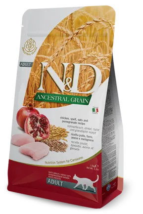 Низькозерновий сухий корм Farmina LOW GRAIN для дорослих кішок (курка/гранат), 5 кг