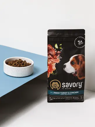 Сухий корм Savory Puppy для цуценят усіх порід, зі свіжою індичкою і куркою, 3 кг: додаткове фото 6