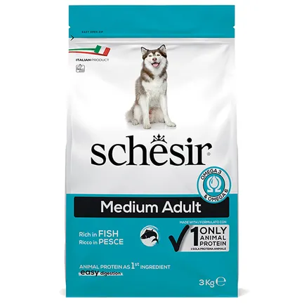 Schesir Dog Medium Adult Fish ШЕЗІР ДОРОСЛИЙ СЕРЕДНІХ РИБА сухий монопротеїновий корм для собак середніх порід 3 кг