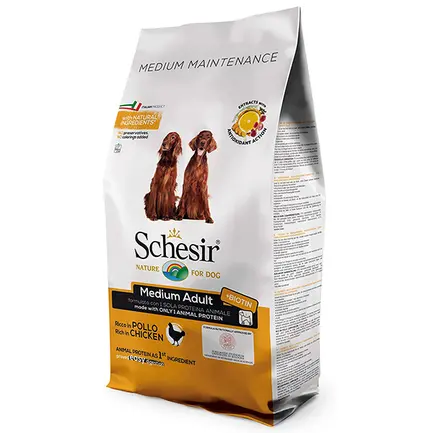 Schesir Dog Medium Adult Chicken ШЕЗІР ДОРОСЛИЙ СЕРЕДНІХ КУРКА сухий монопротеїновий корм для собак середніх порід 12 кг